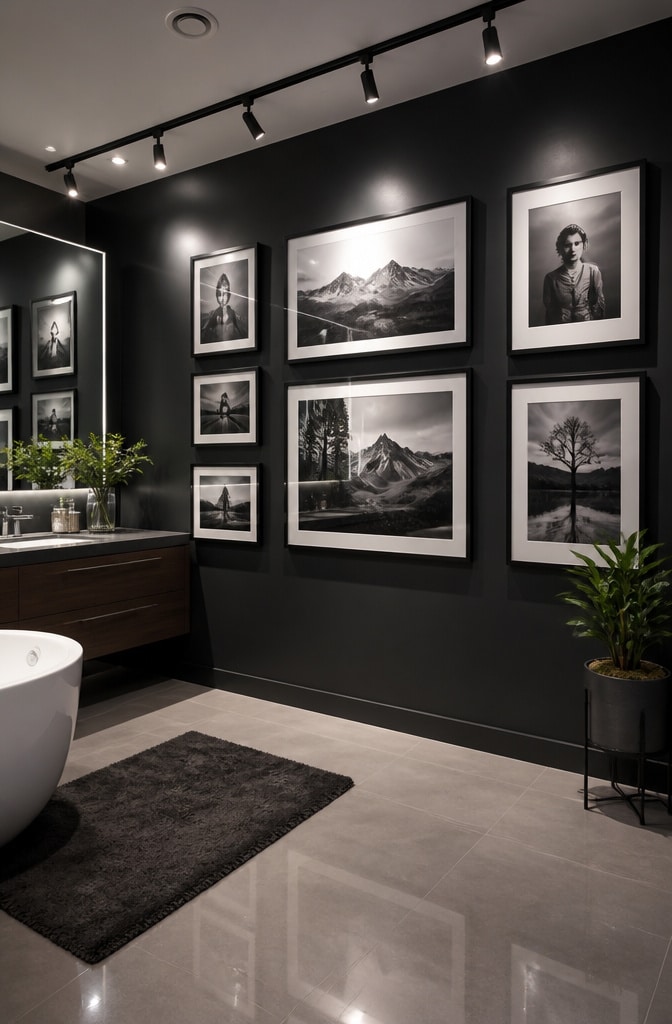 Black and White Photography Bathroom Wall