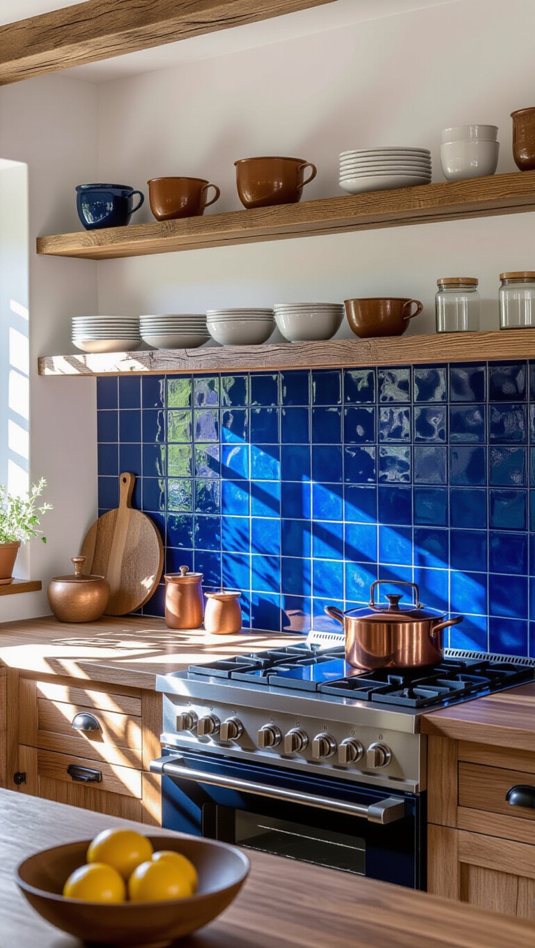 Blue Gradient Moroccan Zellige Kitchen Tiles