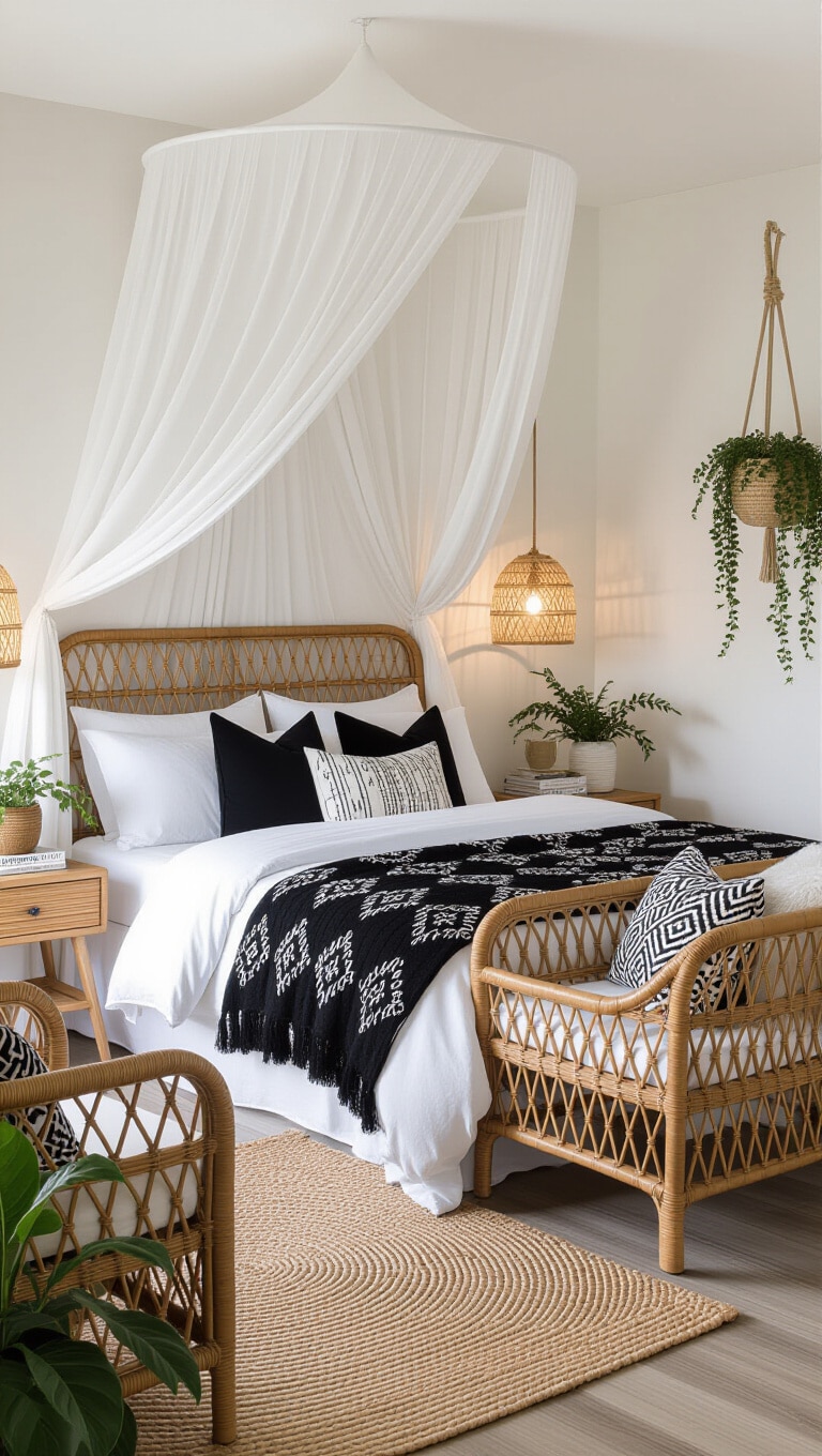 Bohemian Black and White Bedroom Oasis