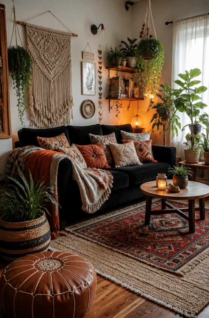 Bohemian Black Sofa Living Room