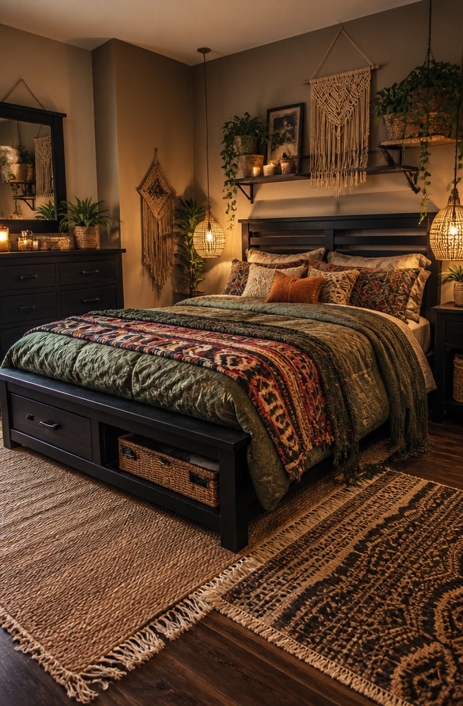 Bohemian Black Wood Bedroom