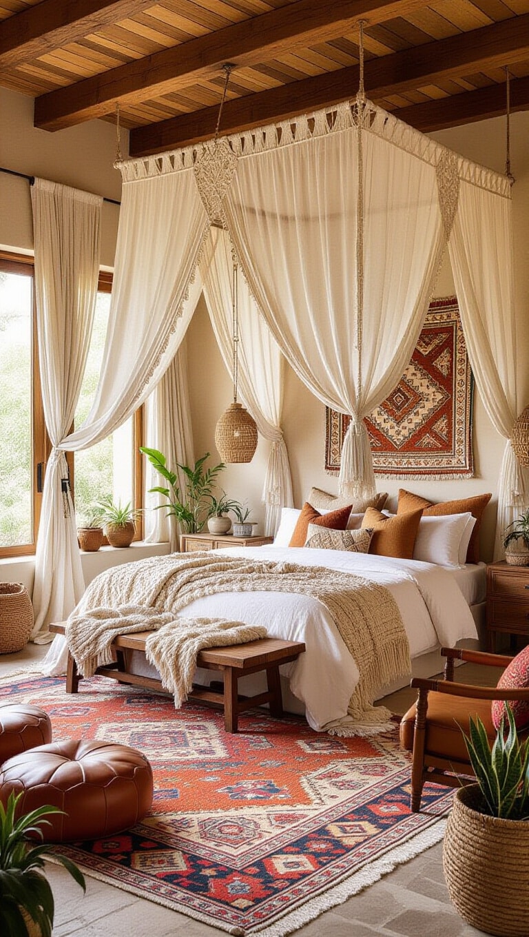 Bohemian Brown and Cream Eclectic Bedroom
