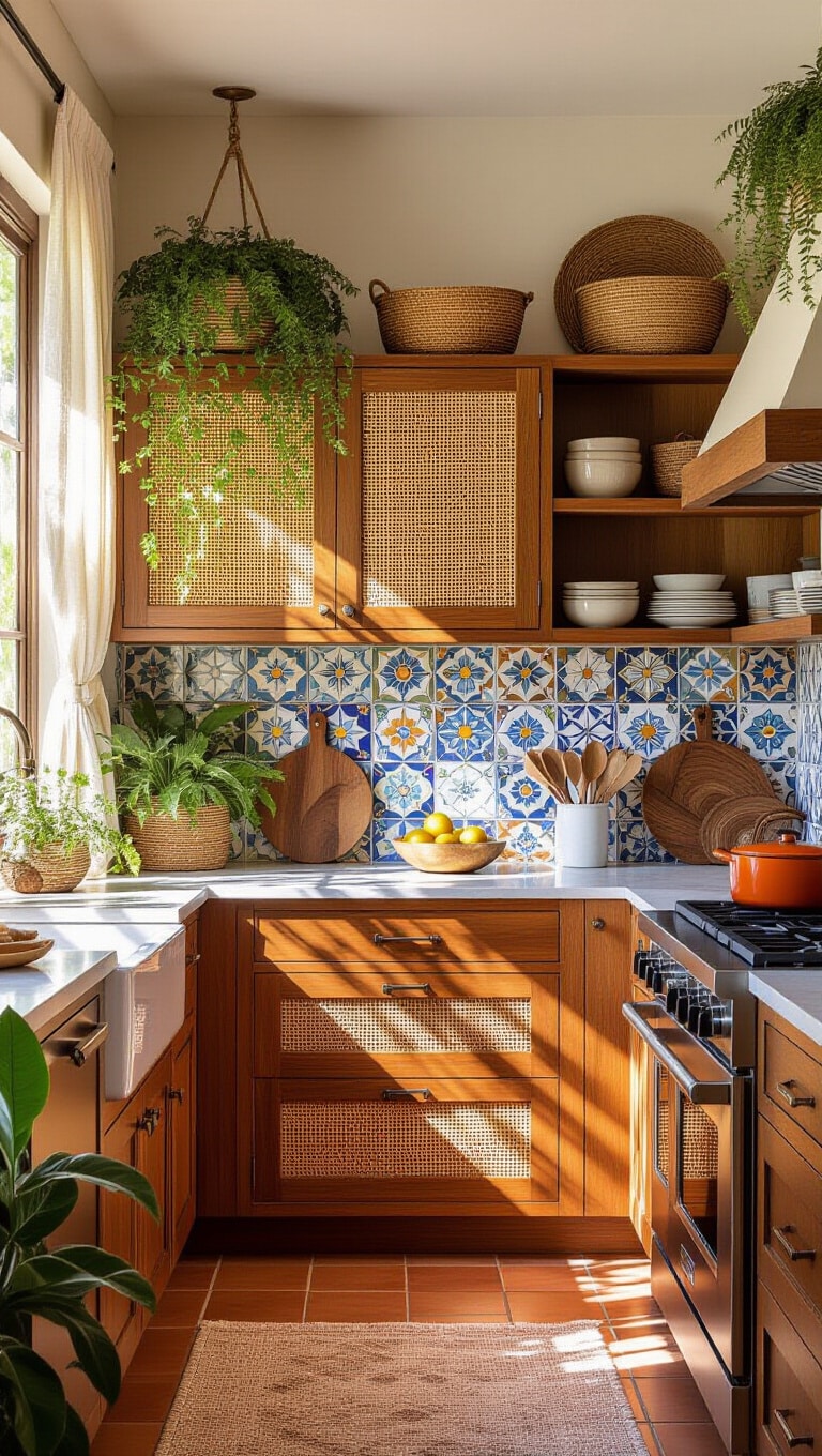 Bohemian Brown Cabinets with Natural Elements