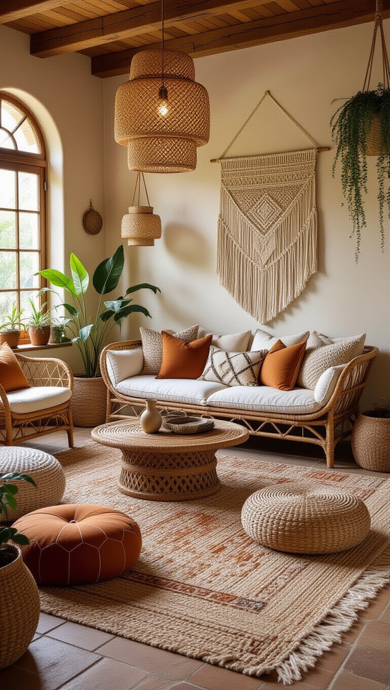 Bohemian Brown Earthy Living Room