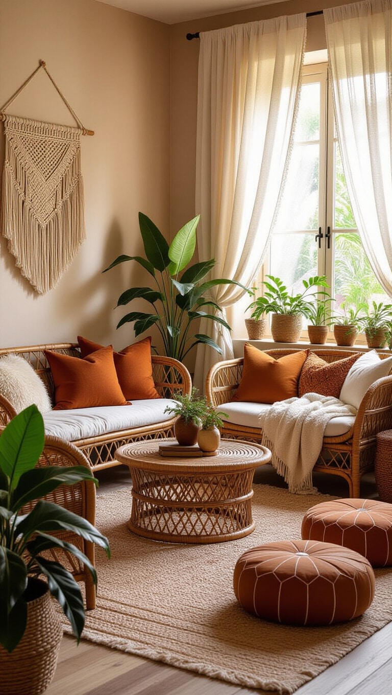 Bohemian Brown Living Room Oasis