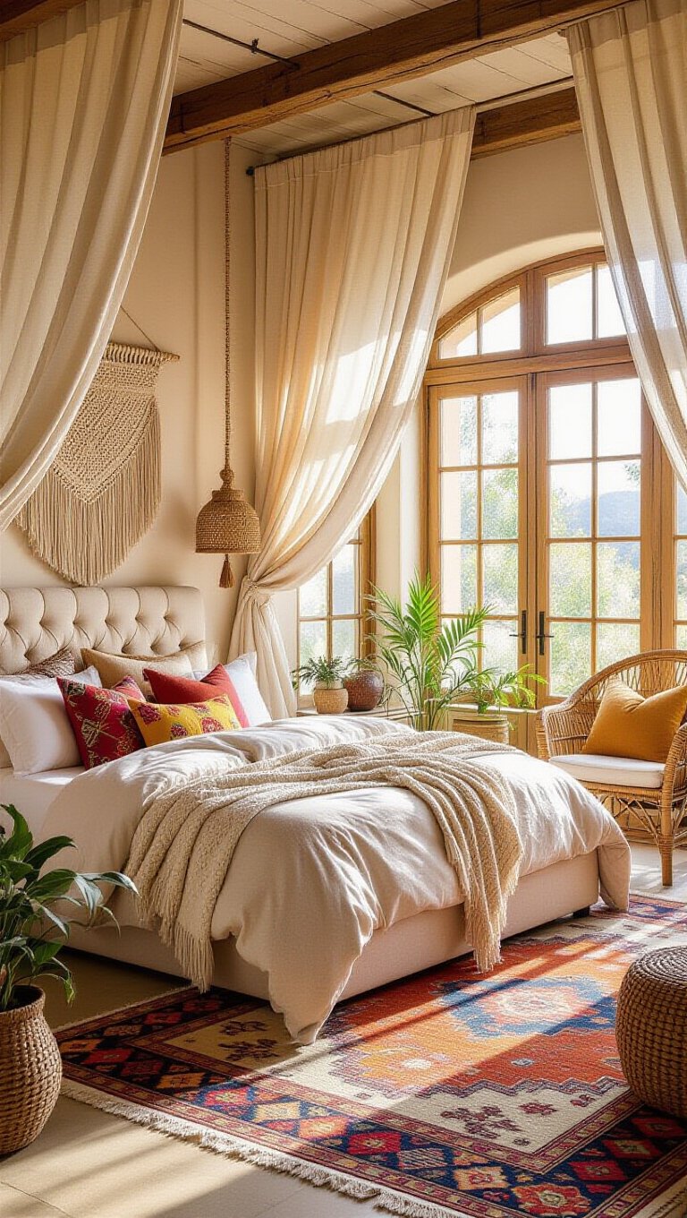 Bohemian Chic Beige Bedroom