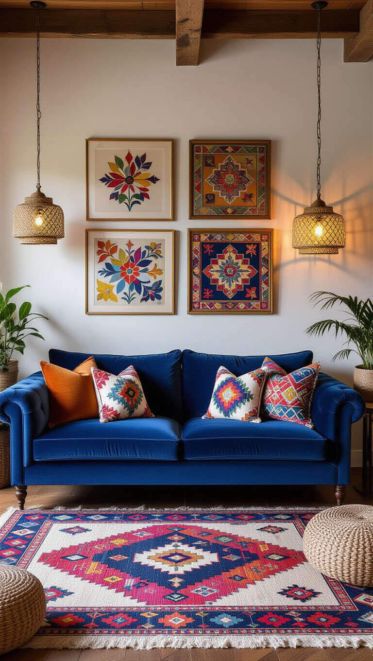 Bohemian Chic Blue Velvet Lounge