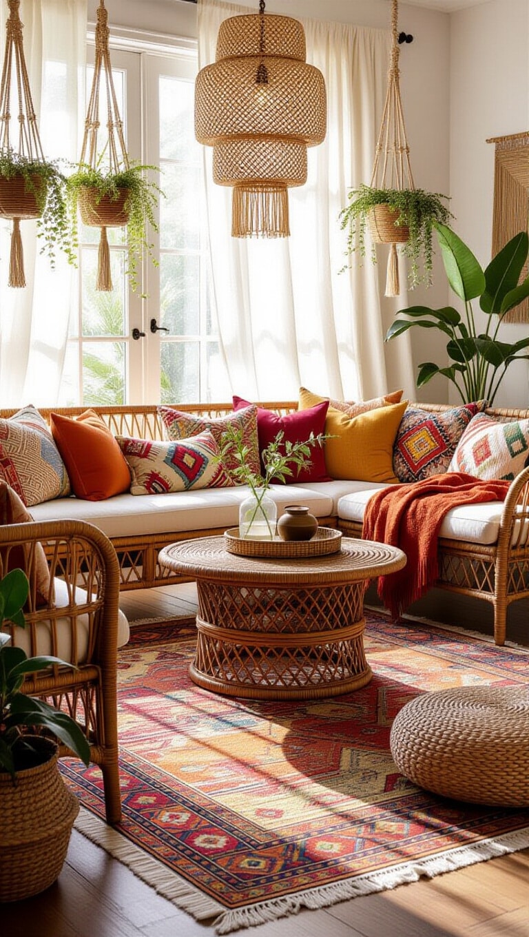 Bohemian Chic Brown Rug Living Room