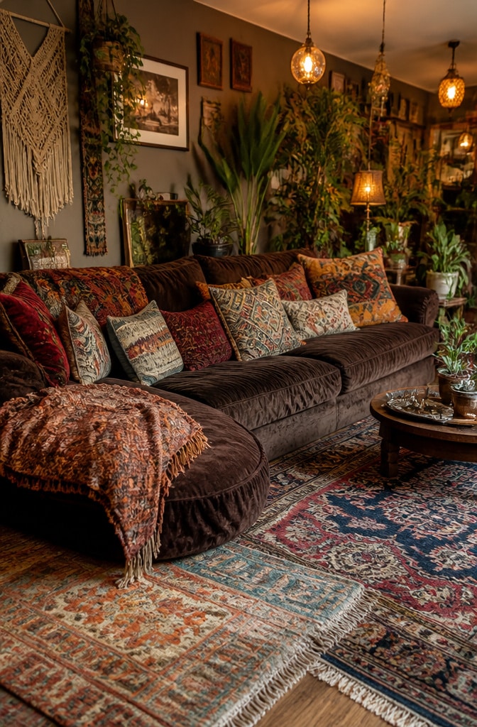 Bohemian Chic Brown Sofa Living Room