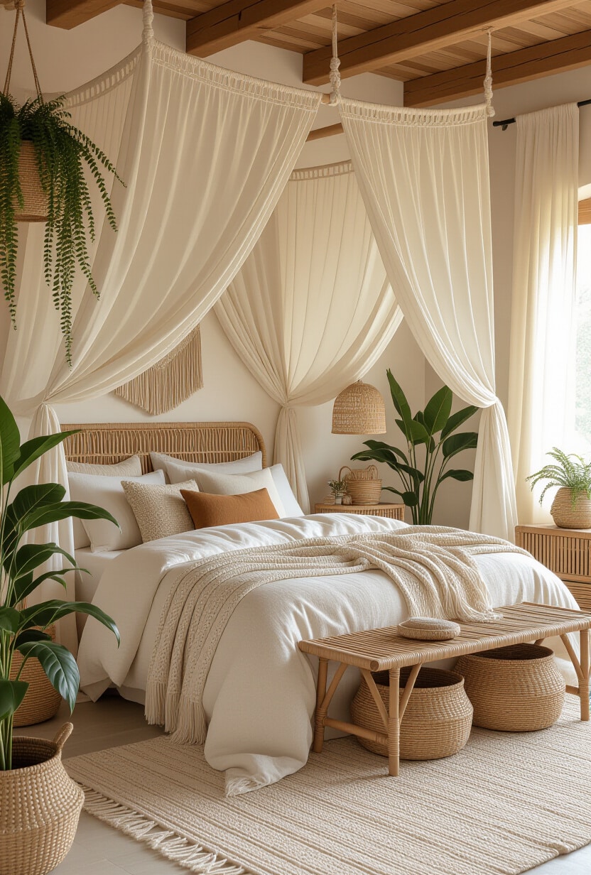 Bohemian Chic Cream and Beige Bedroom