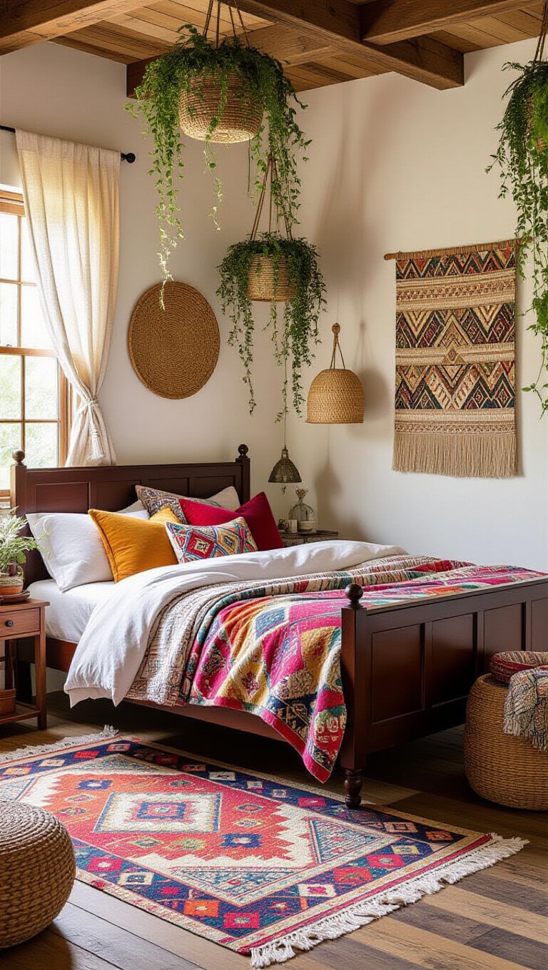 Bohemian Chic Dark Brown Bed Frame Bedroom