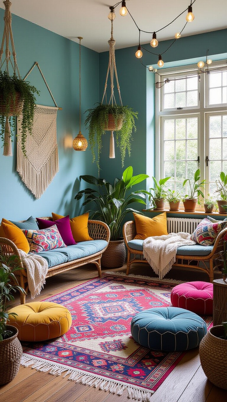 Bohemian Chic Duck Egg Blue Living Room