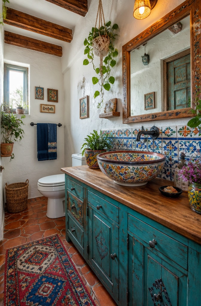 Bohemian Chic Vessel Sink Bathroom