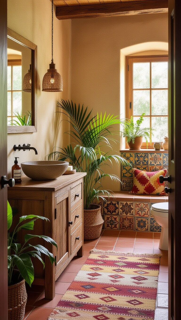 Bohemian Earthy Brown Bathroom