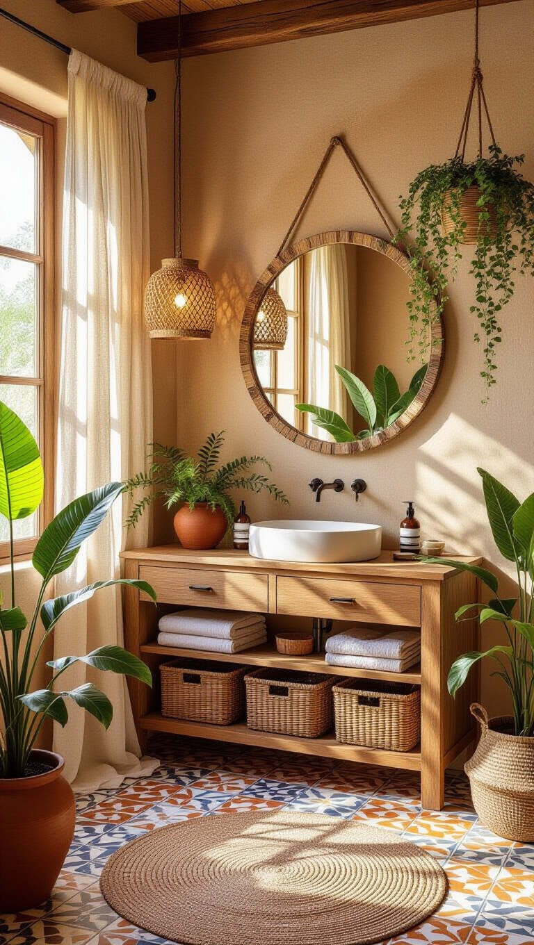 Bohemian Earthy Brown Bathroom
