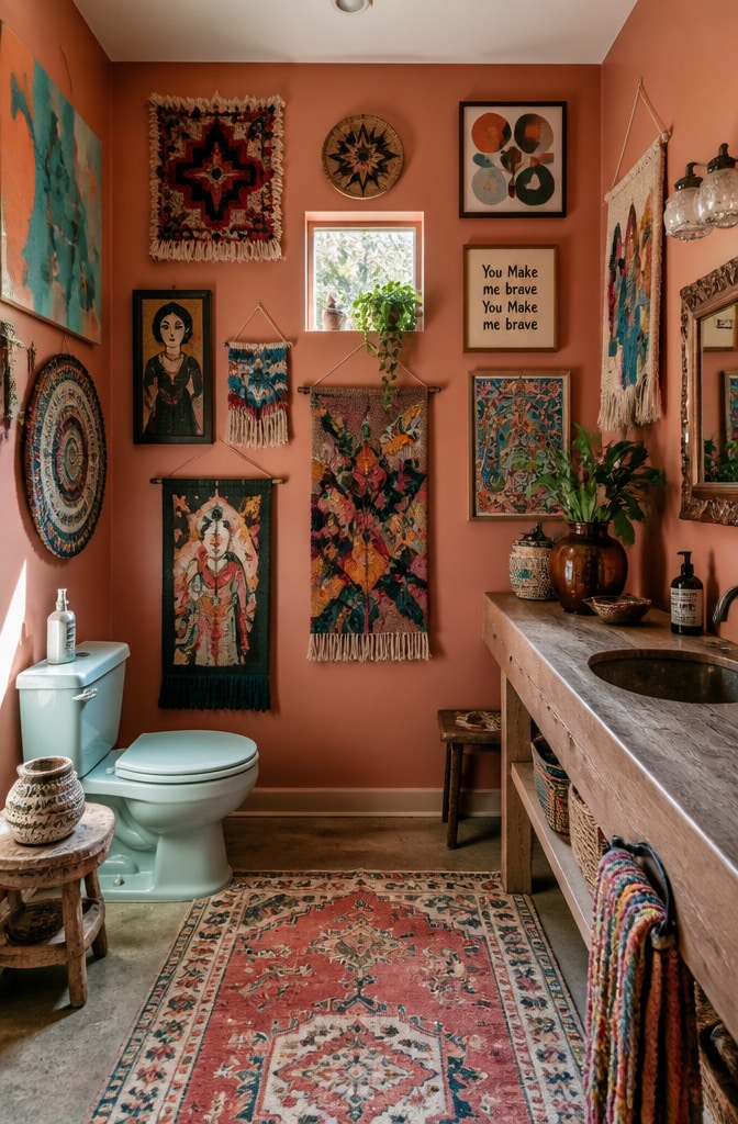 Bohemian Eclectic Bathroom Wall Art