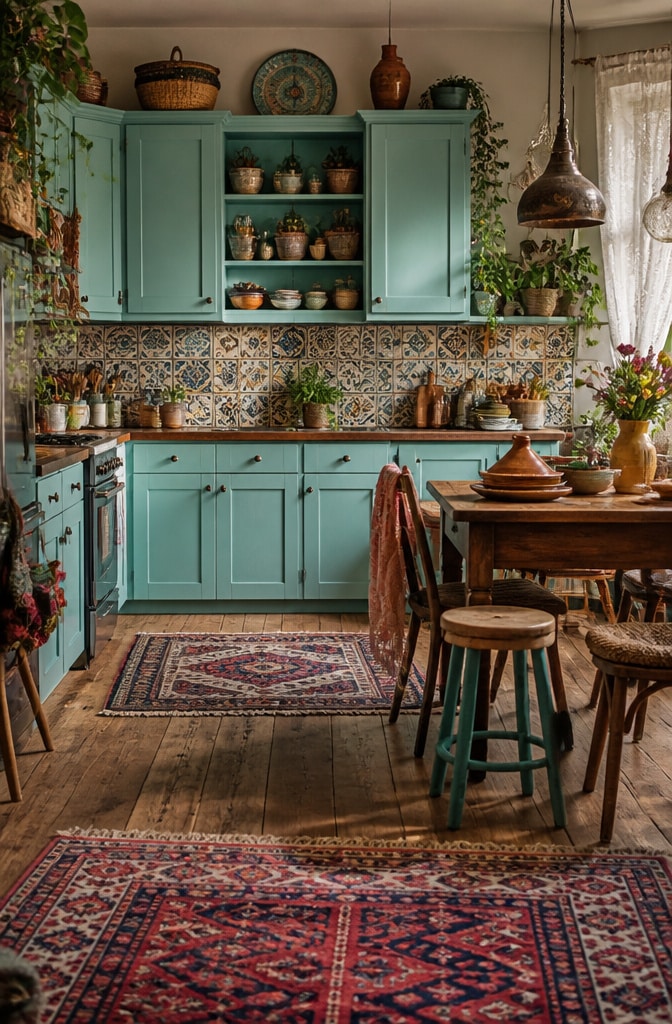 Bohemian Eclectic Duck Egg Blue Kitchen