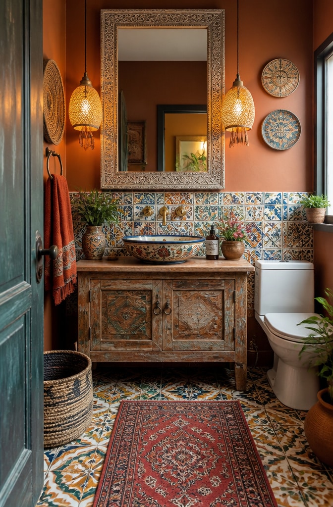 Bohemian Eclectic Guest Bathroom