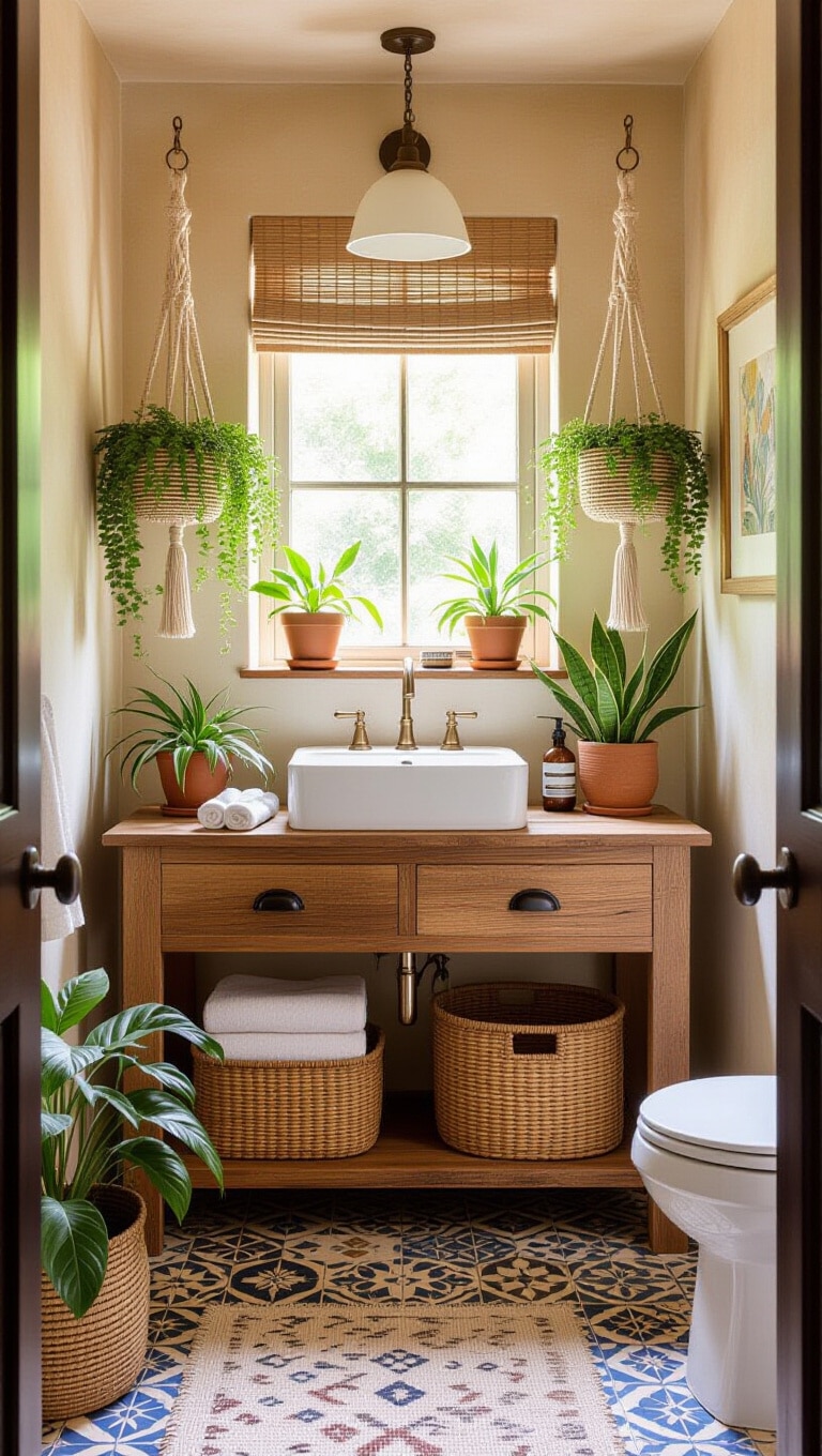 Bohemian Eclectic Guest Bathroom