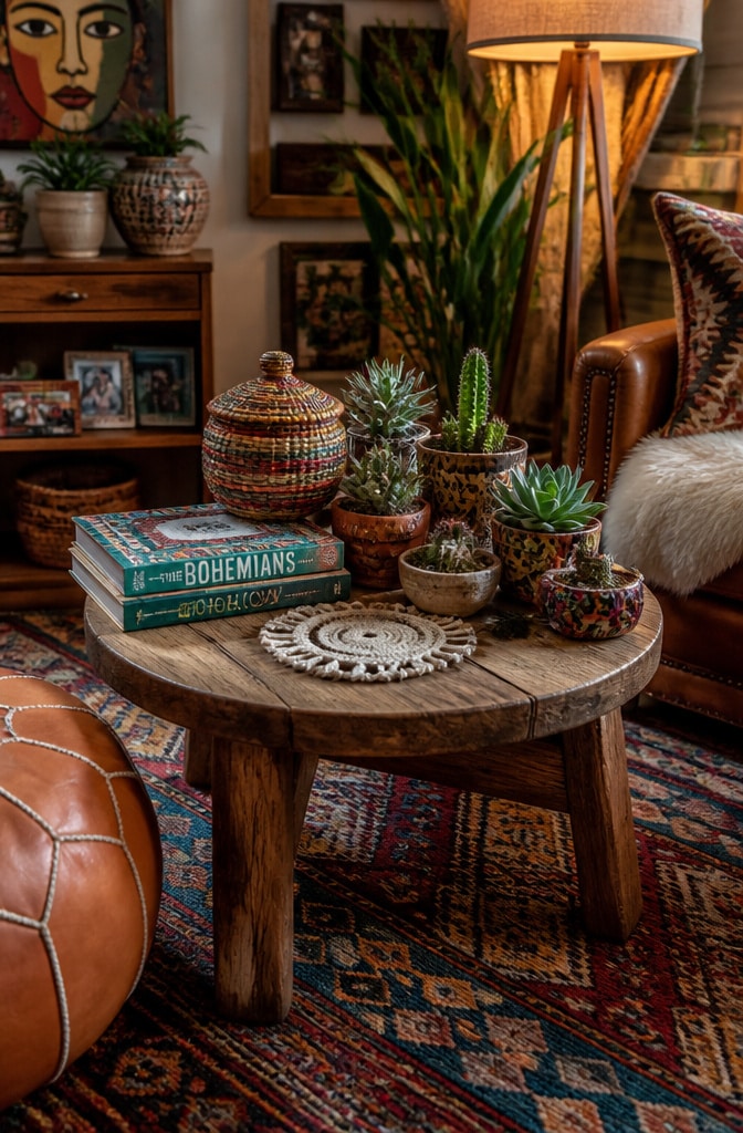 Bohemian Eclectic Side Table Display