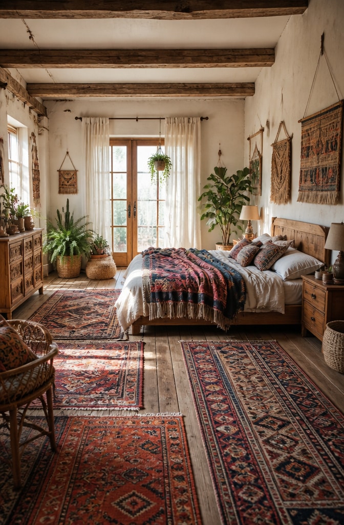 Bohemian Farmhouse Bedroom with Textural Layers