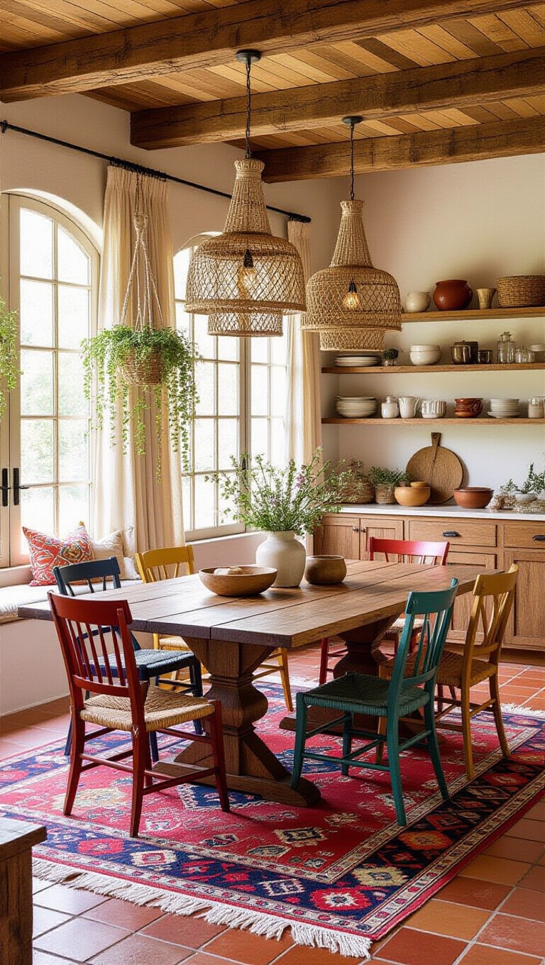 Bohemian Farmhouse Dining Room Vibe