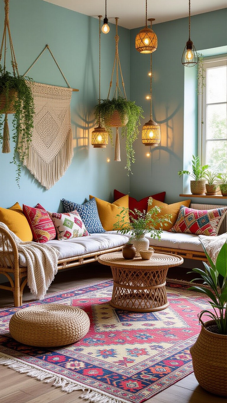 Bohemian Light Blue Living Room