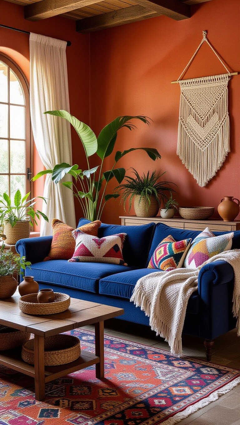 Bohemian Navy Blue Sofa Living Room