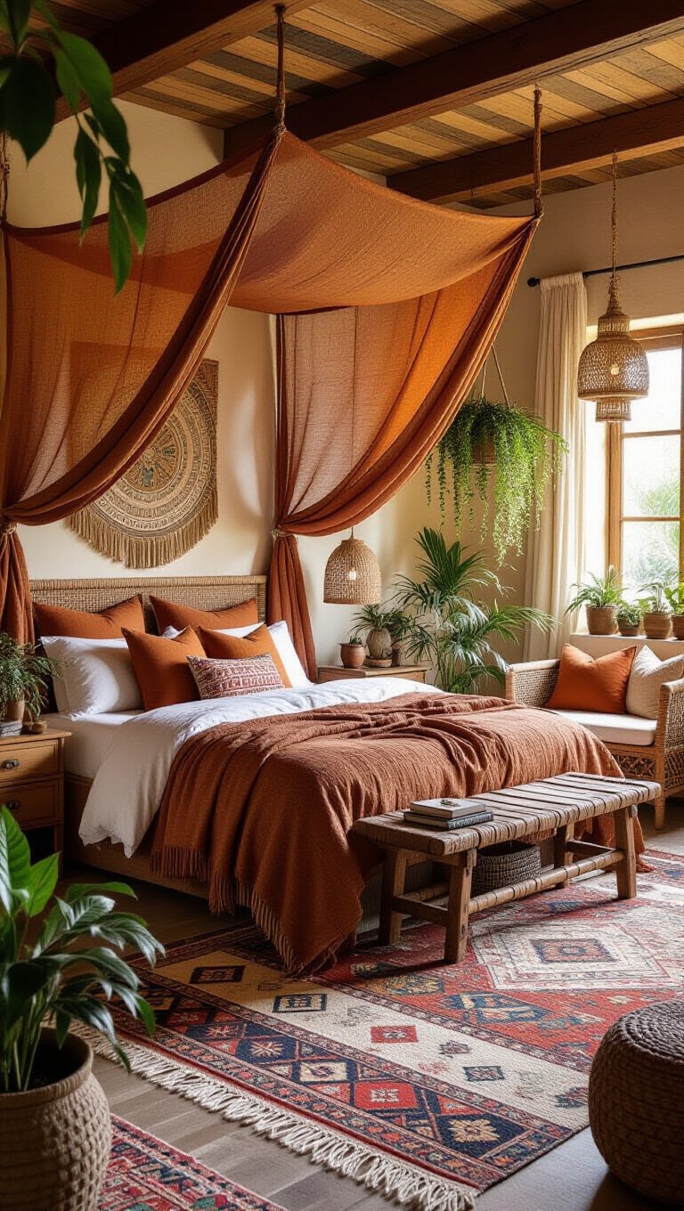 Bohemian Warm Brown Bedroom Oasis