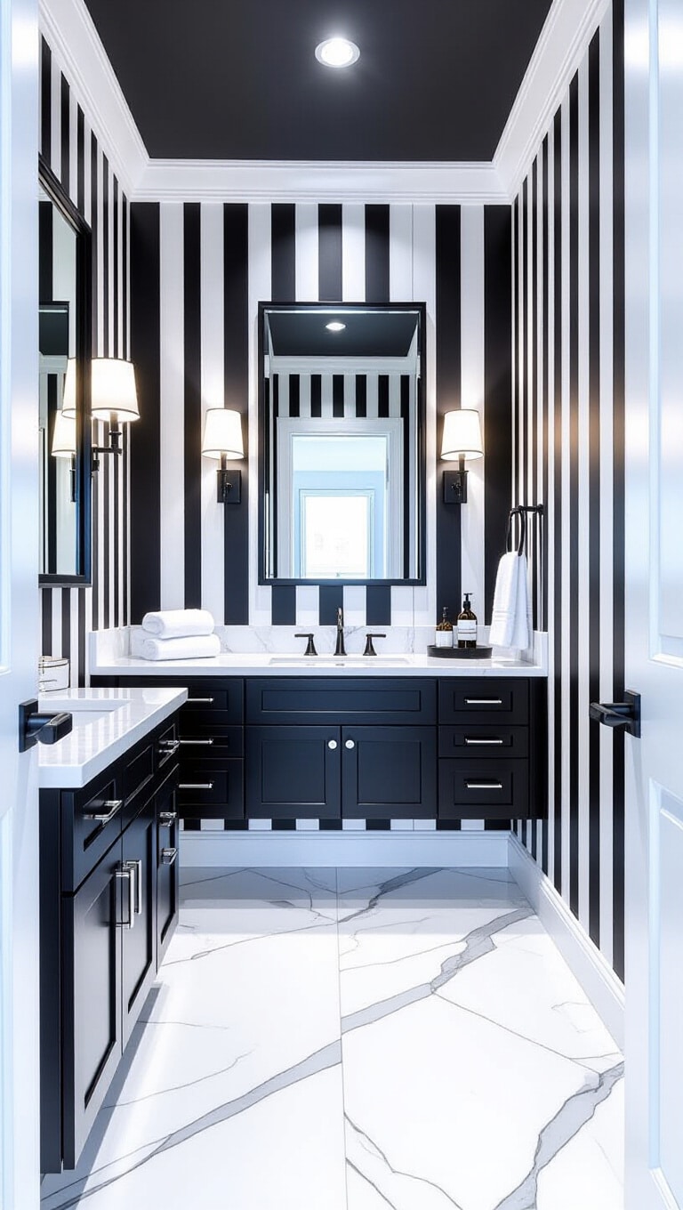 Bold Black and White Striped Wallpaper