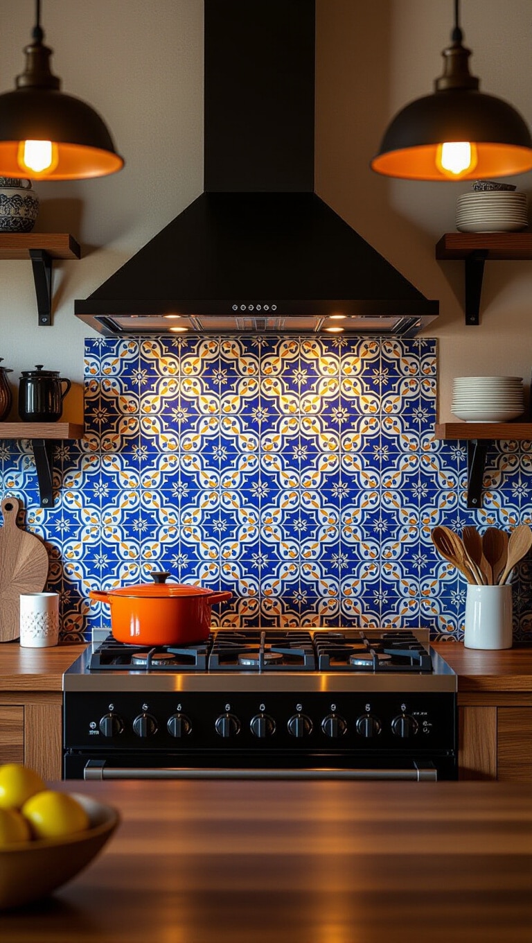 Bold Moroccan Patterned Tile Backsplash