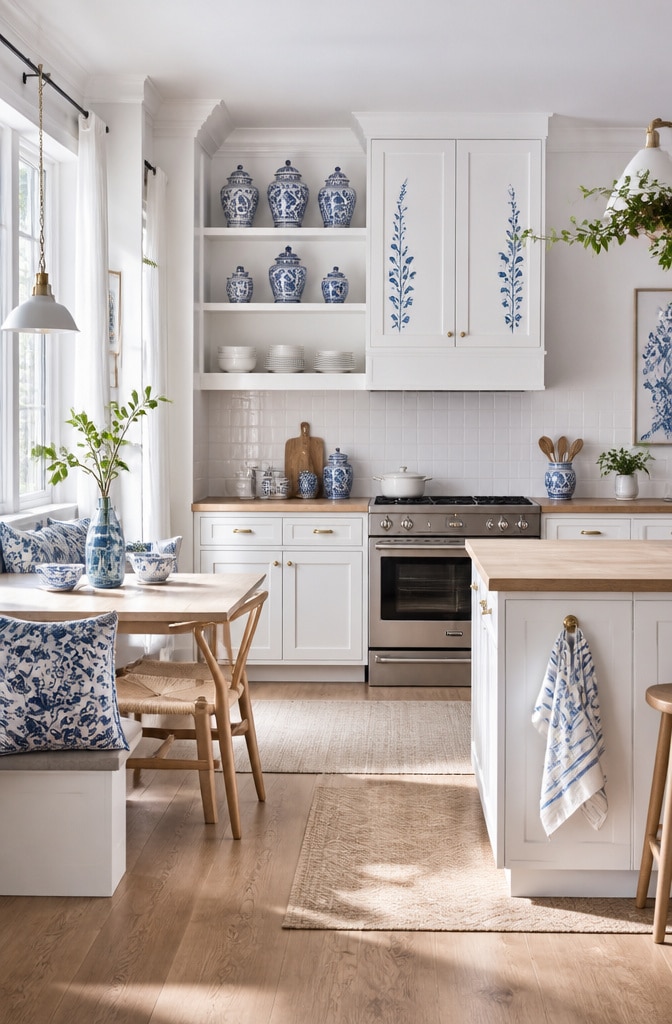 Bright Blue Willow Scandinavian Kitchen