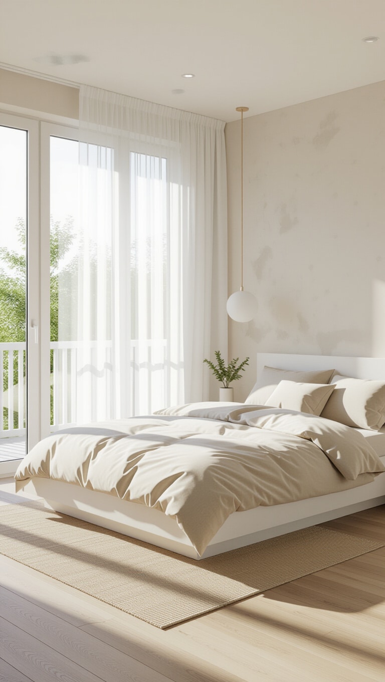 Bright Minimalist Japandi Bedroom with Natural Light
