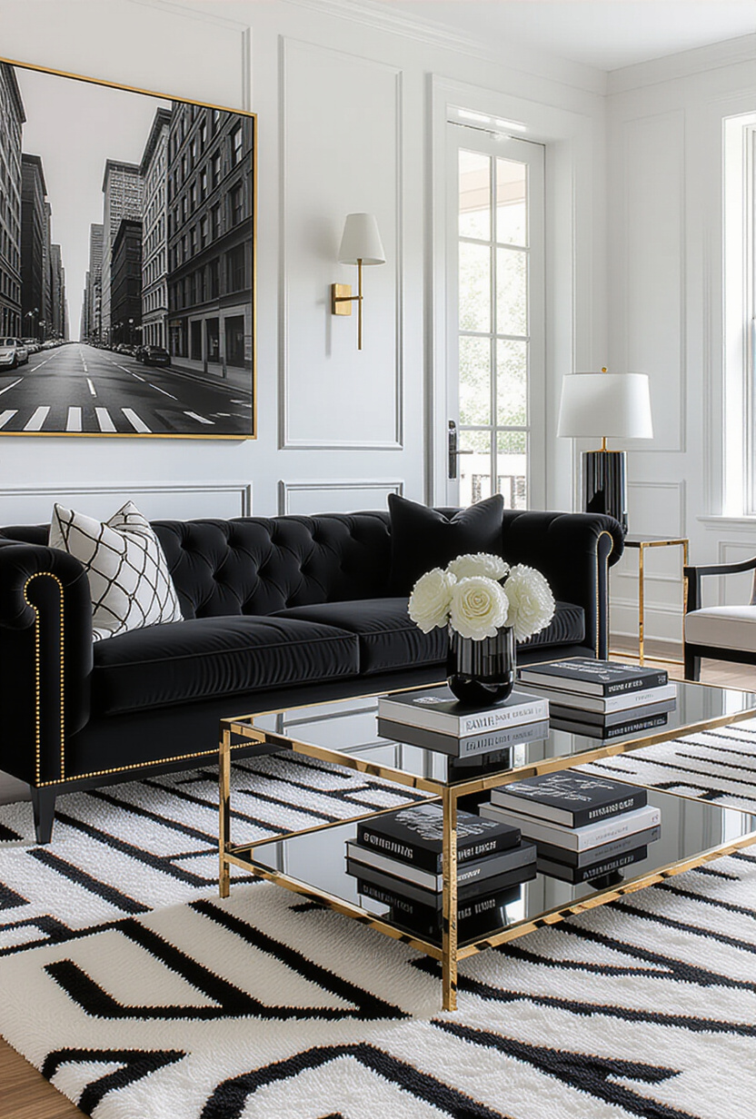 Chic Monochrome Black Couch Decor