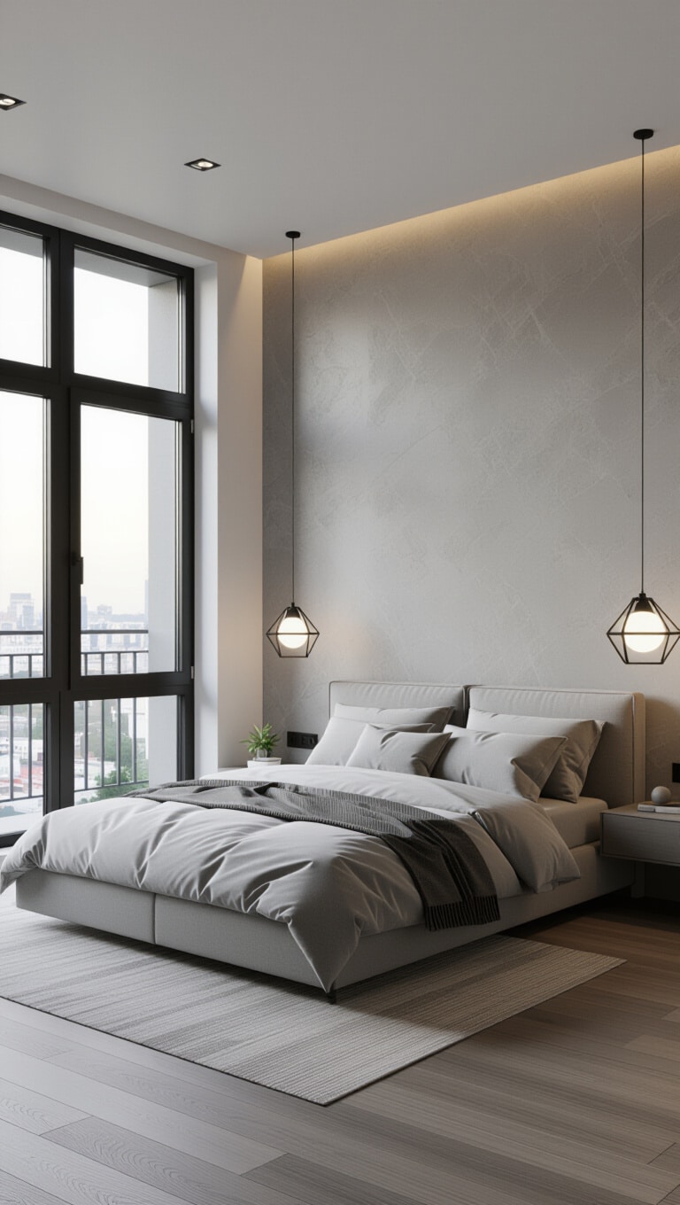 Chic Stone Gray Modern Bedroom