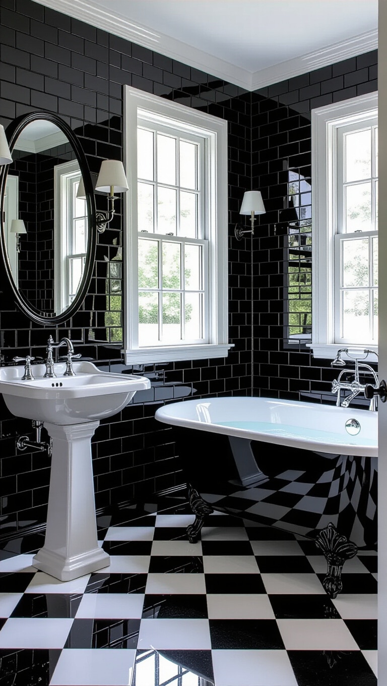 Classic Black and White Checkerboard Bathroom