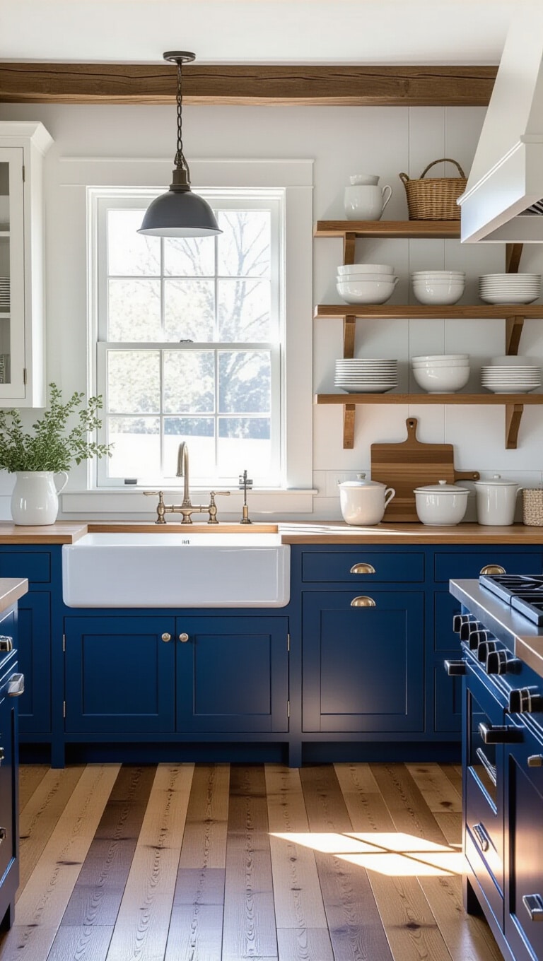 Classic Blue and White Farmhouse Kitchen