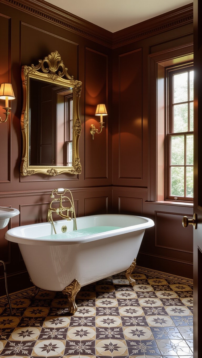 Classic Brown Bathroom with Vintage Elegance