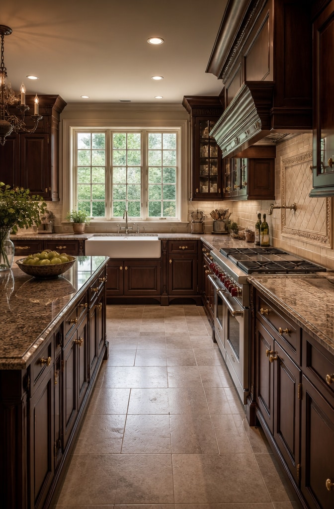 Classic Brown Granite Countertops Kitchen