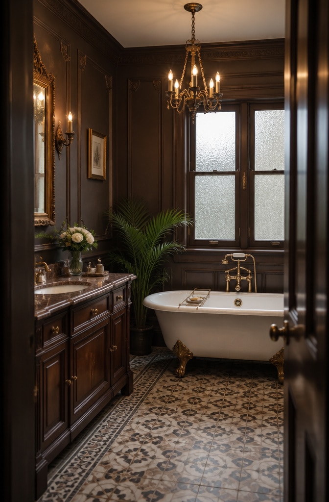 Classic Chocolate Brown Victorian Bathroom