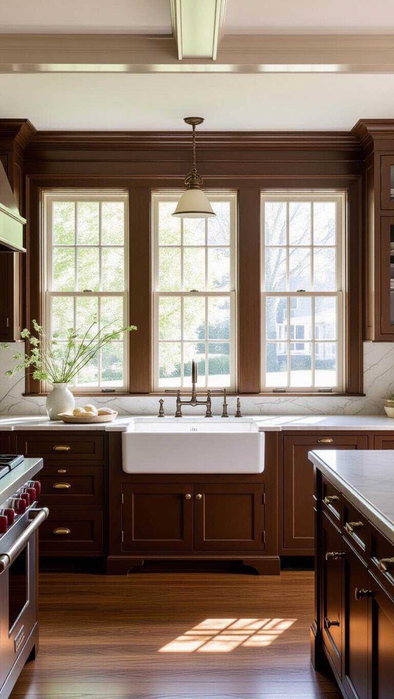 Classic Colonial Brown Painted Cabinets