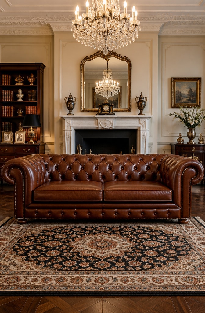 Classic Elegant Brown Sofa Living Room
