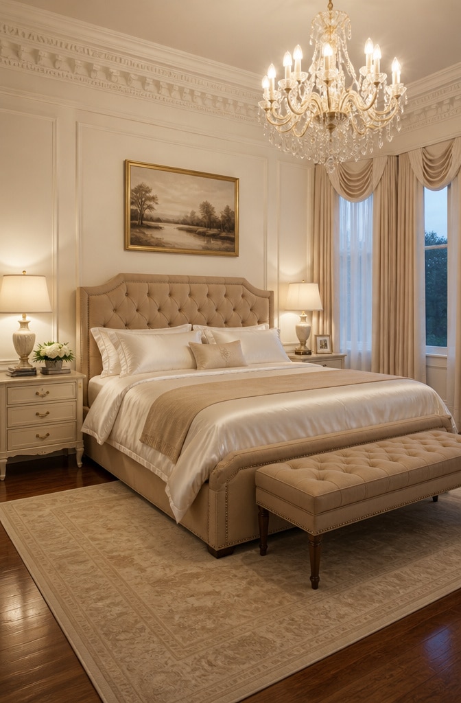 Classic Elegant White and Beige Bedroom