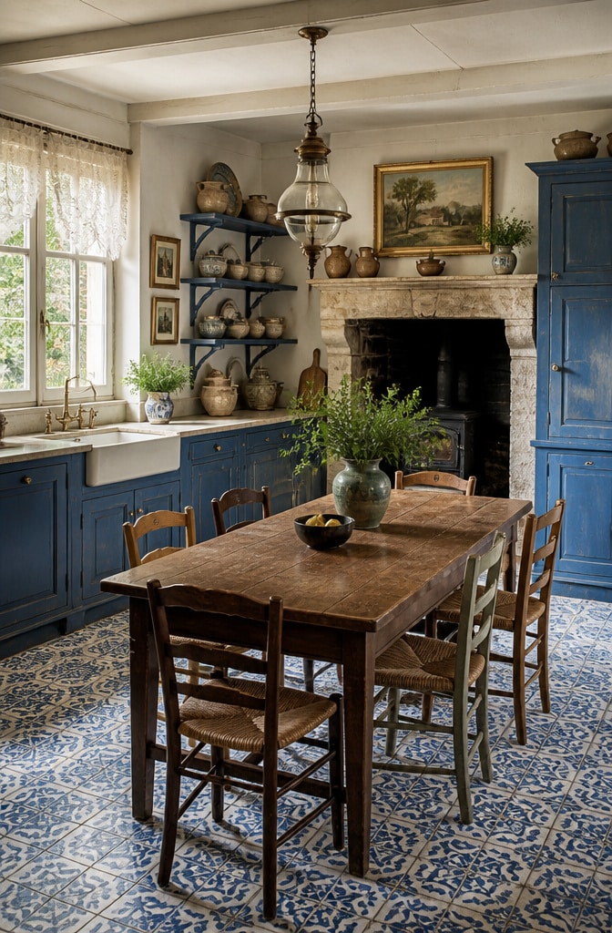 Classic French Blue Country Kitchen