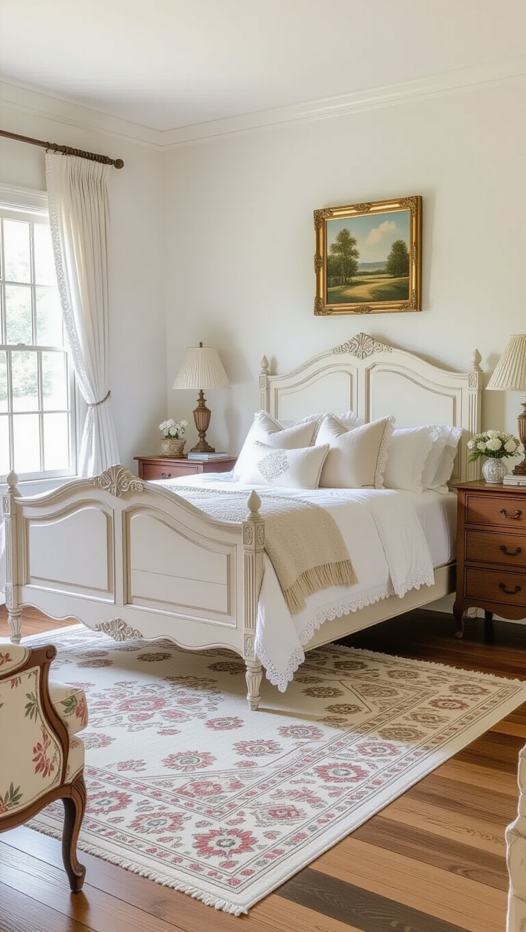 Classic French Country White and Wood Bedroom
