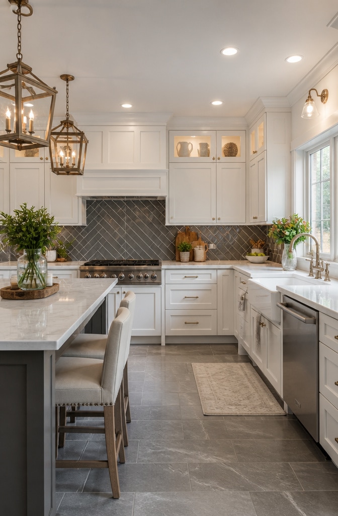 Classic Grey Subway Tile Kitchen