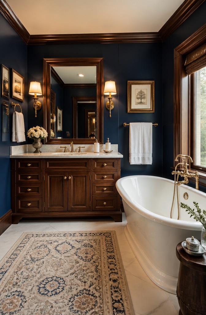 Classic Navy and Walnut Bathroom