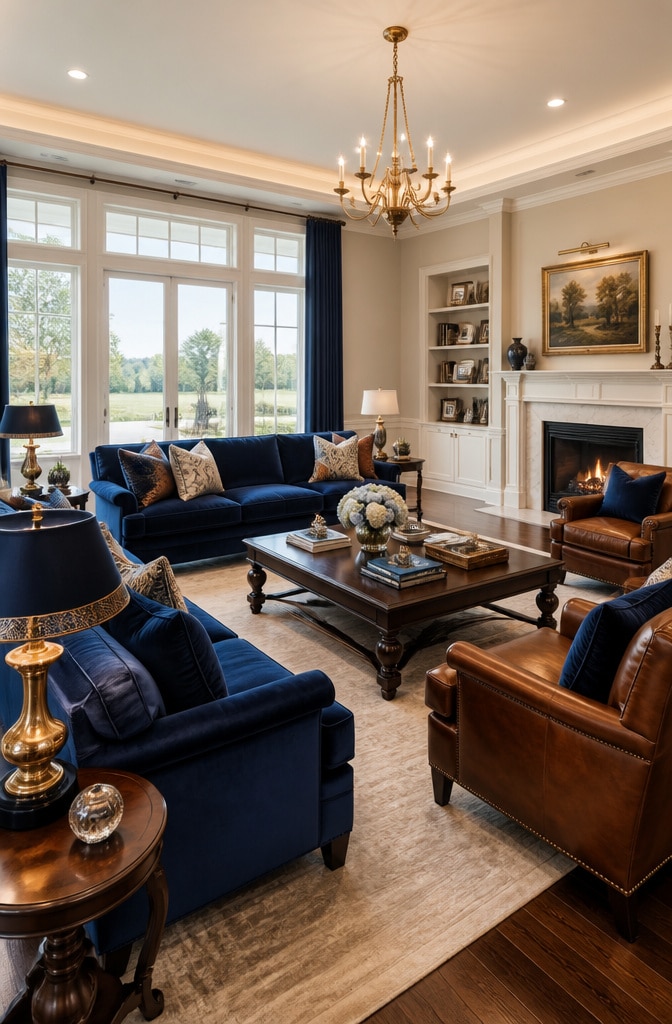 Classic Navy Blue and Brown Elegance