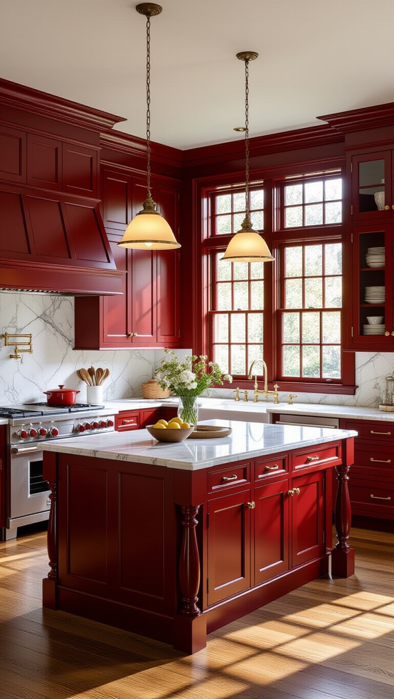 Classic Red Colonial Kitchen