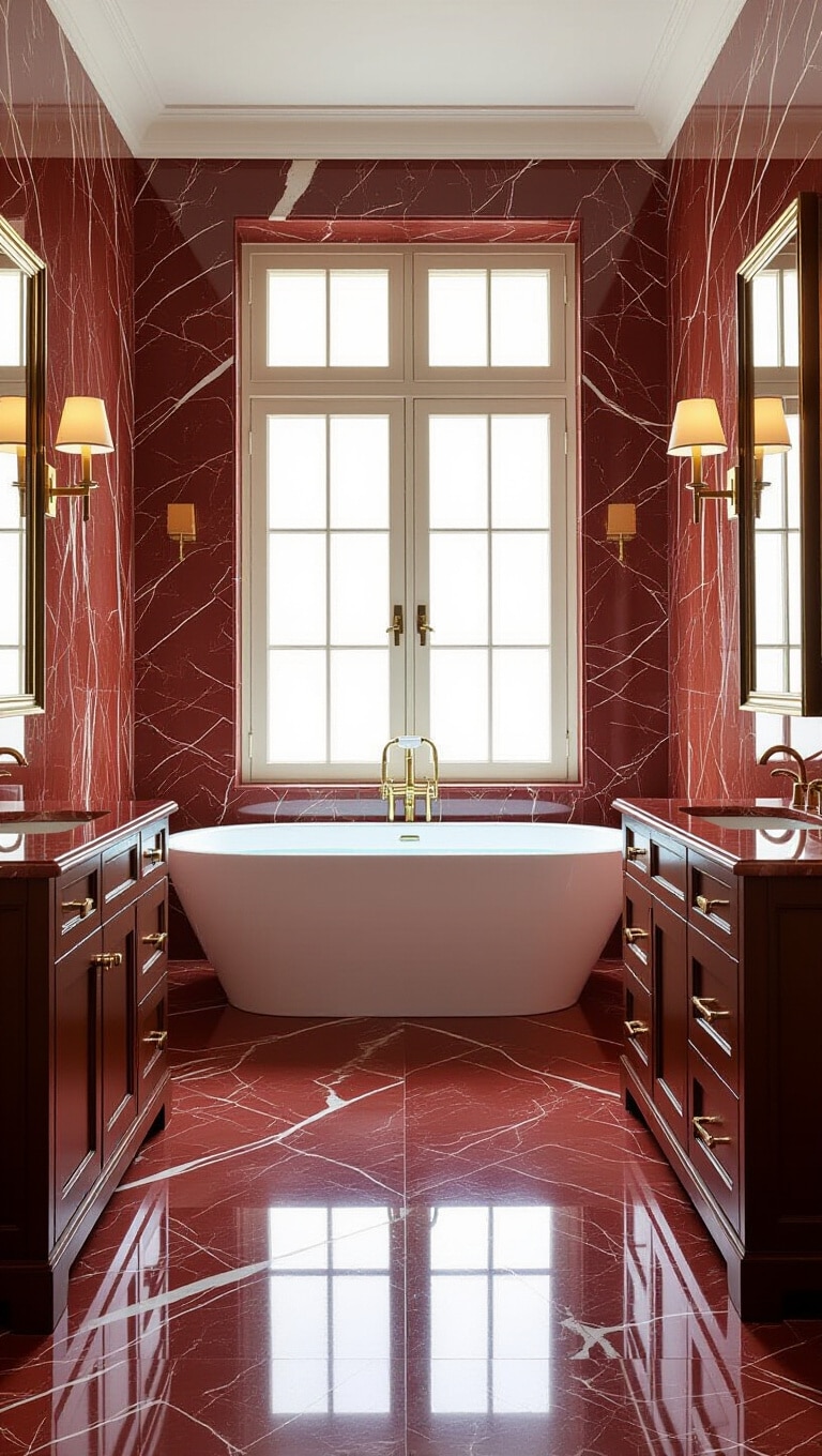 Classic Red Marble Elegance Bathroom